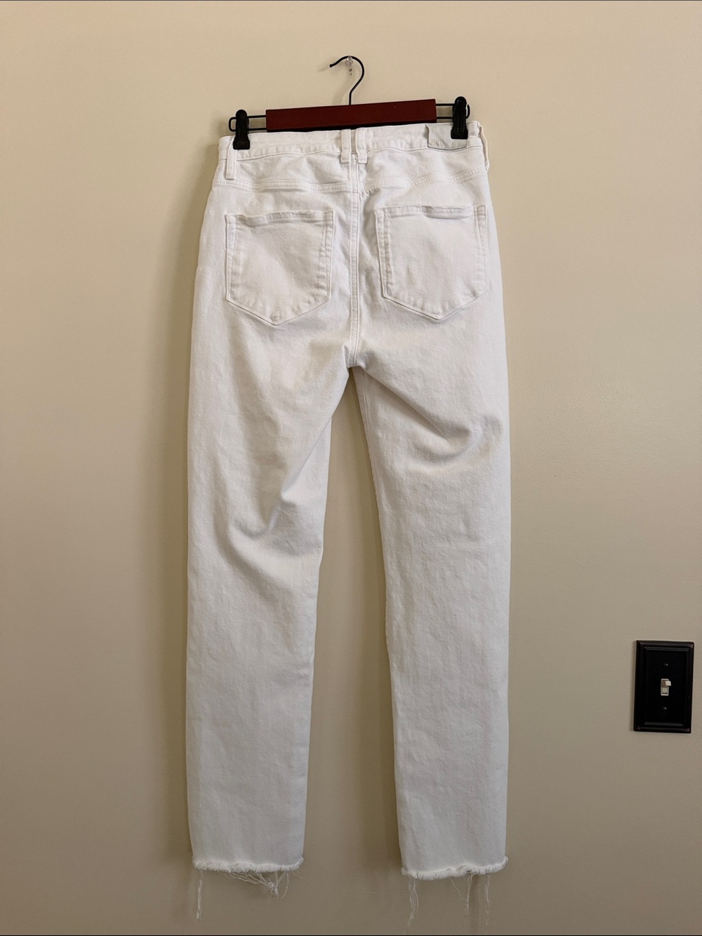 PAIGE White Distressed Straight-Leg Jeans - Picture 7 of 13